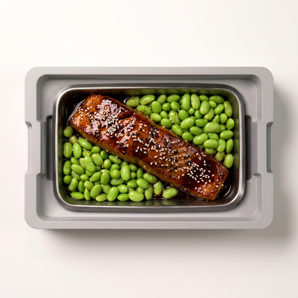 Teriyaki salmon & edamame